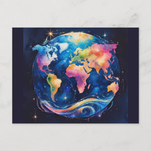Carte Postale Globe terrestre scintillant à paillettes –  Art de