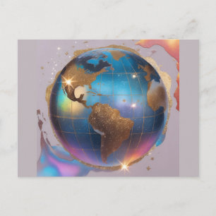 Carte Postale Globe terrestre Sparkly Glitter World – Art de voy