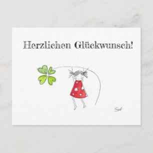Carte Postale Glückwünsche, Glück, Kleeblatt, Grußkarte, Herz