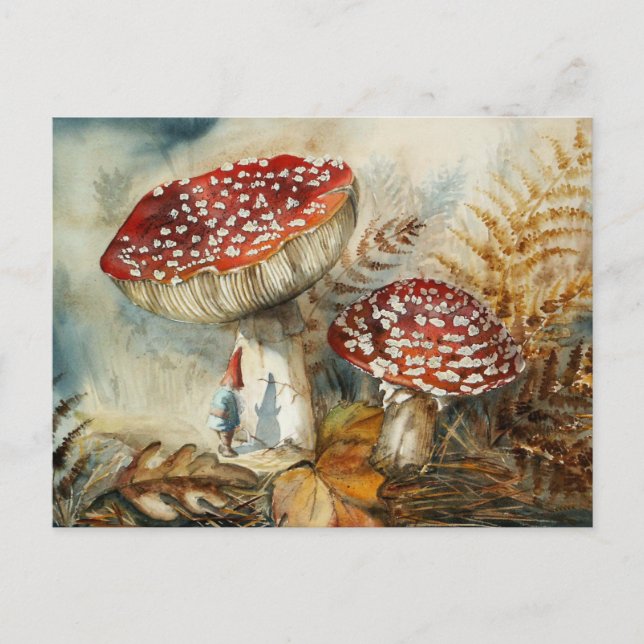 Carte Postale gnome aquarelle (Devant)