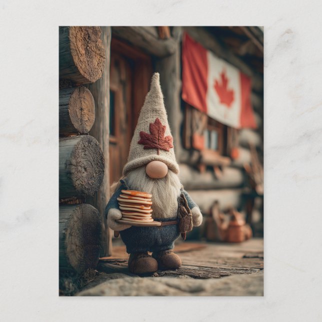 Carte Postale Gnome canadienne mignonne avec des crêpes (Devant)