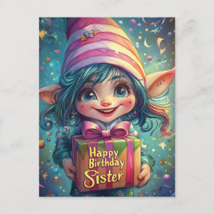 Carte Postale Gnome d'anniversaire – Joyeux Anniversaire Sœur