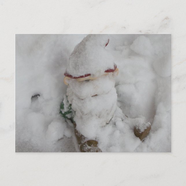 Carte Postale Gnome en neige. (Devant)