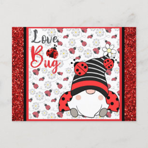 Carte Postale Gnome mignonne Amour Bug Ladybug Valentines Day