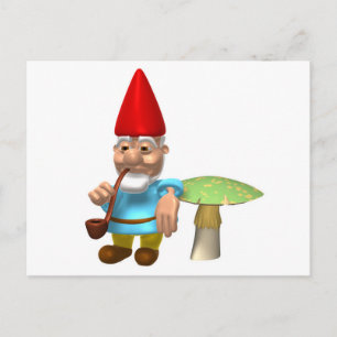 Carte Postale gnome penché sur le champignon