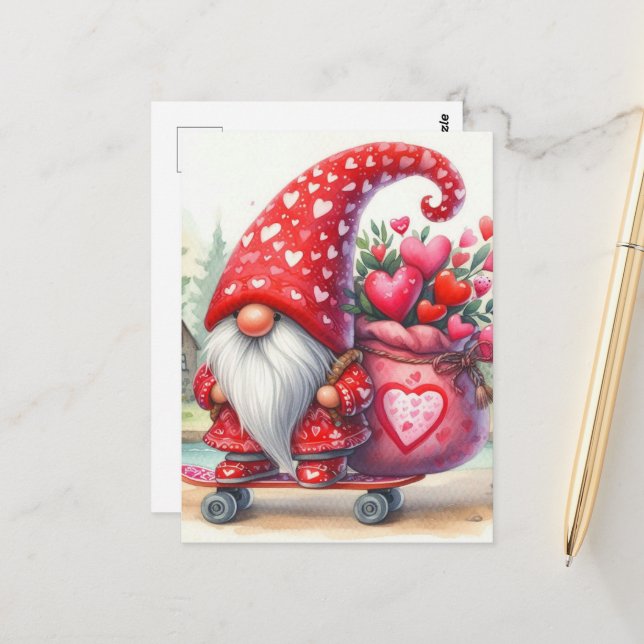 Carte Postale Gnome Saint-Valentin (Devant/Arrière en situation)