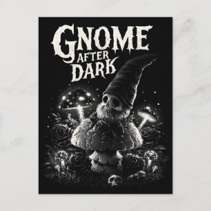 Carte Postale Gnome squelette effrayant après la tombée de la nu