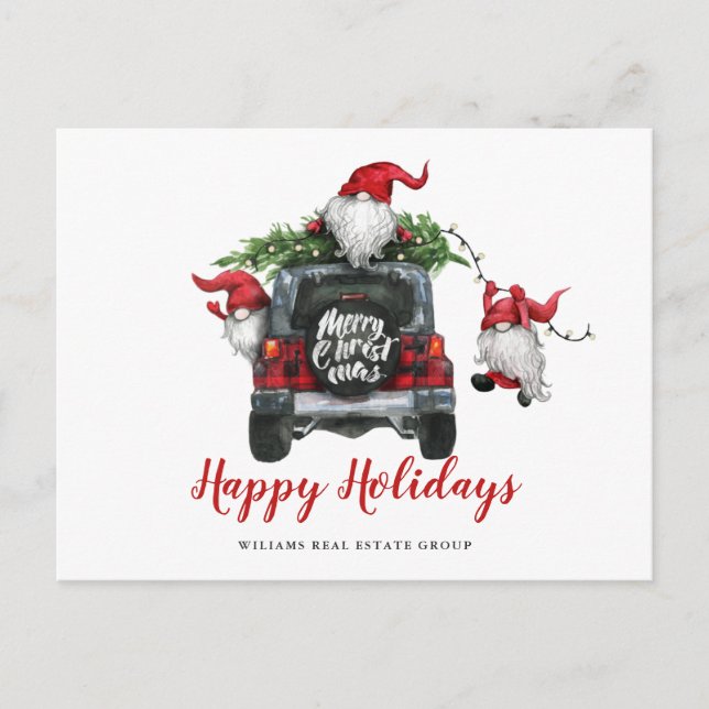 Carte Postale Gnomes de Noël mignons Salutation d'entreprise (Devant)