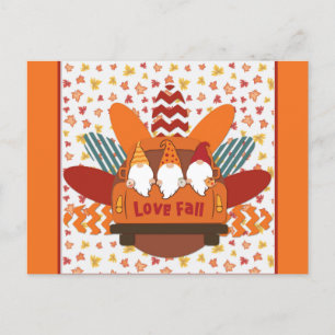 Carte Postale Gnomes mignons Amour Automne Feuilles