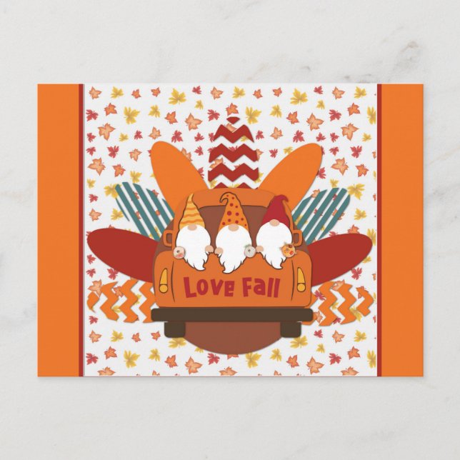 Carte Postale Gnomes mignons Amour Automne Feuilles (Devant)