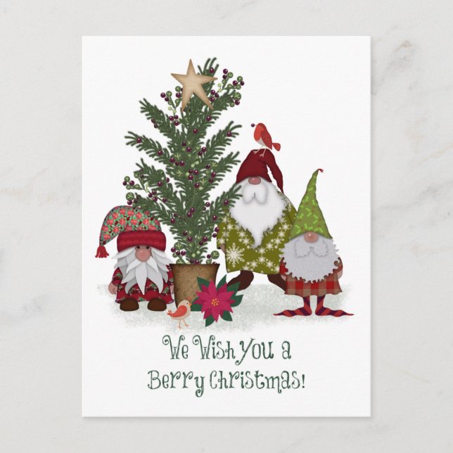 Carte Postale Gnomes Vous Souhaite Un Noël Berry (Devant)