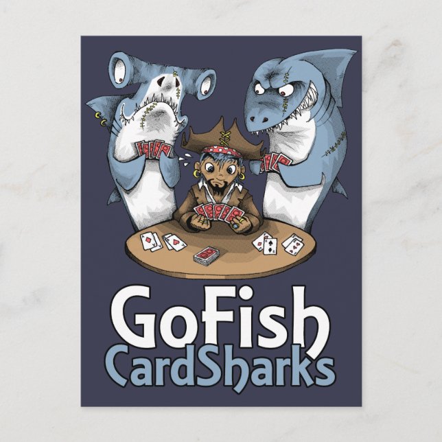Carte Postale Go Fish Card Requins (Devant)