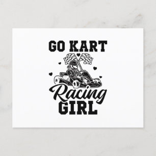 Carte Postale Go Kart Racing Girl   Go-Kart Driver Idée cadeau