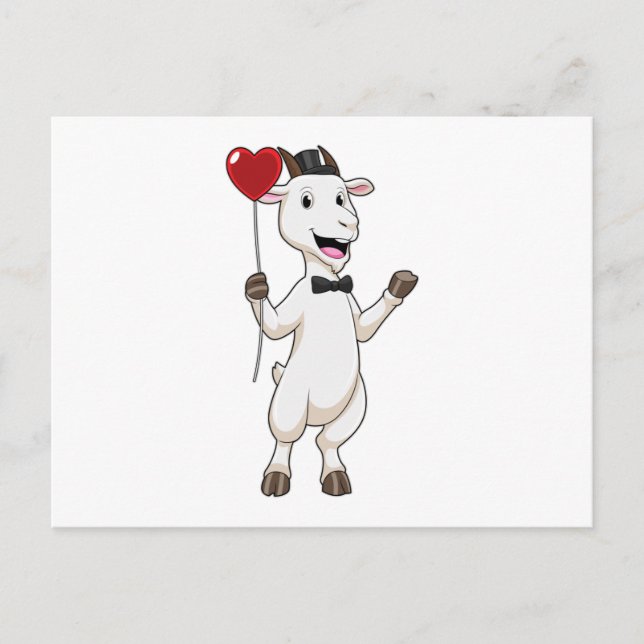 Carte Postale Goat as Groom avec Heart Balloon (Devant)