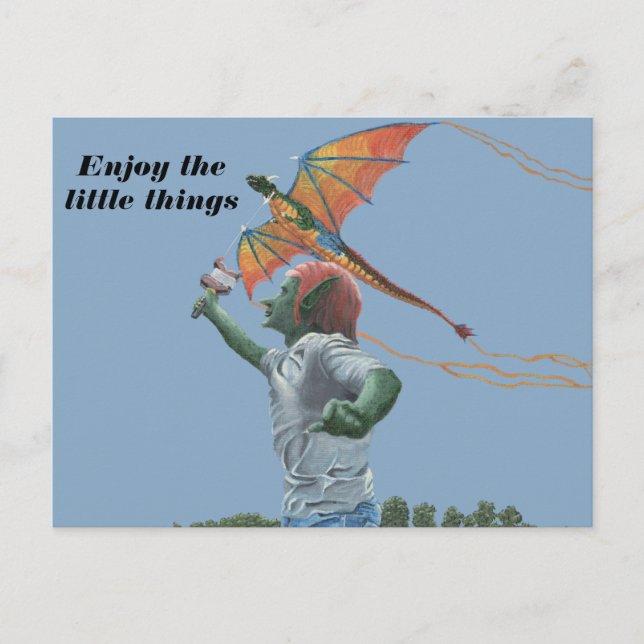 Carte postale Goblin Flying Dragon Kite Imaginaire (Devant)