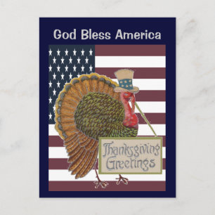 Carte postale God Bless America Thanksgiving