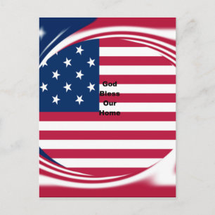 Carte Postale God Bless Our Home : USA Flag Swirl Art