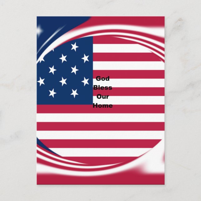Carte Postale God Bless Our Home : USA Flag Swirl Art (Devant)