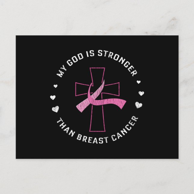 Carte Postale God Is Stronger Breast Cancer Awareness Christian (Devant)