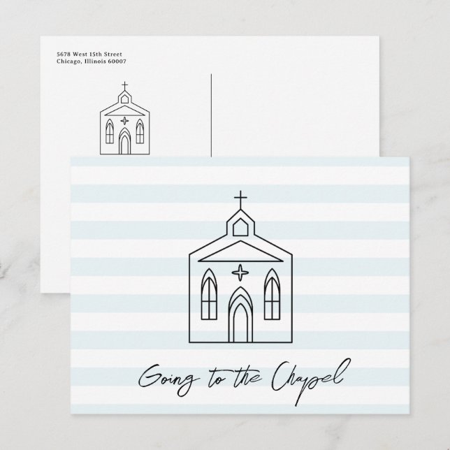 Carte Postale Going to the Chapel Wedding Blue Save the Date (Devant / Derrière)