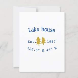 Carte Postale Gold arbre bleu maison lac ajouter la date de coor