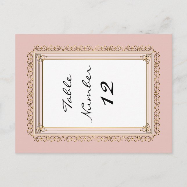 Carte Postale Gold Baroque Classic Formal Élégant Numéros de tab (Devant)