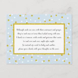 Carte Postale Gold Blue Confetti Livres pour bébé + couleur pers