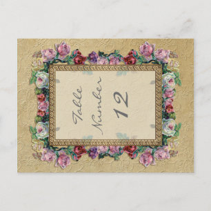Carte Postale Gold Brocade Floral Formal Élégant Numéros de tabl