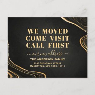 Carte Postale Gold Charcoal Nouvelle adresse Moving Faire-part