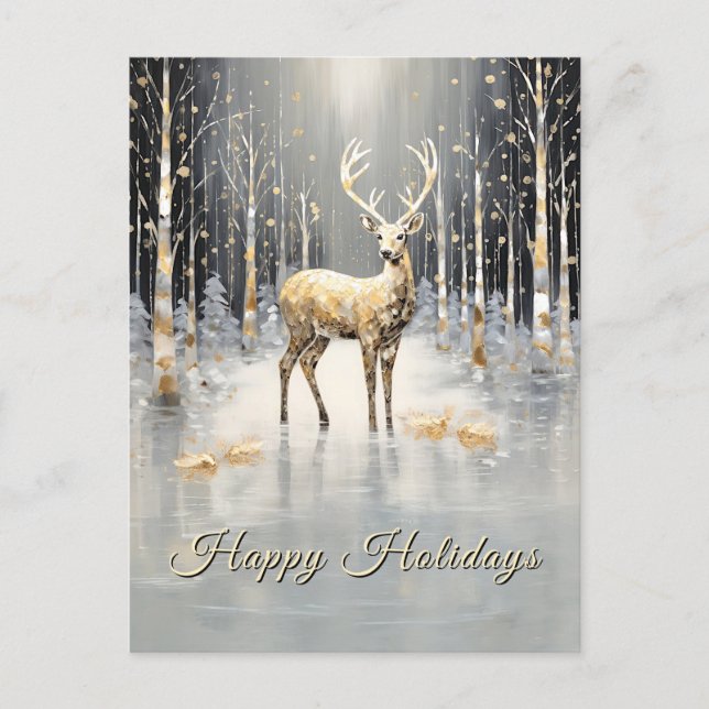 Carte Postale Gold Christmas Reindeer Holiday (Devant)