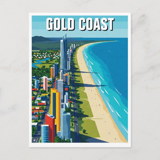 Carte Postale Gold Coast Australia Travel Design abstrait (Devant)