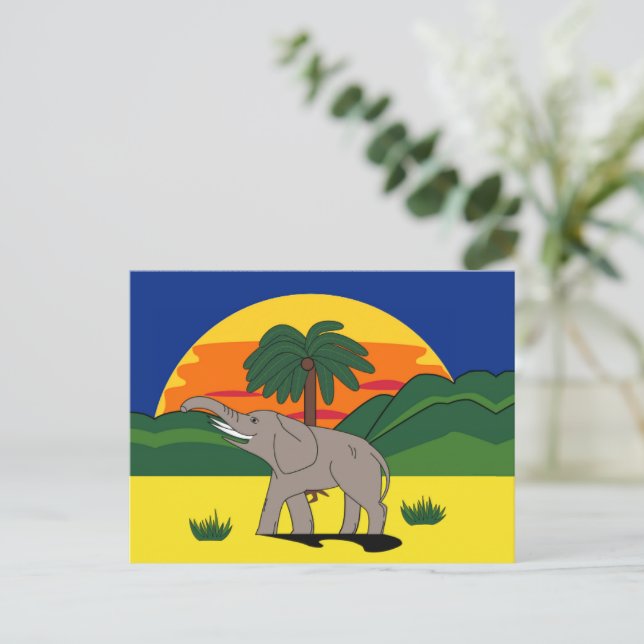Carte Postale Gold Coast Elephant et Palm Tree Postcard (Debout devant)