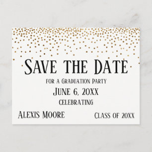 Carte Postale Gold Confetti Graduation Party Enregistrer la date