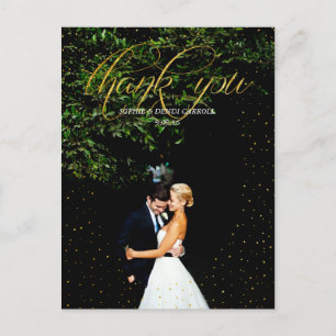 Carte Postale Gold Confetti Wedding Thank You Postcard