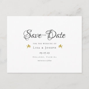Carte Postale Gold Cupids Script élégant Enregistrer la date