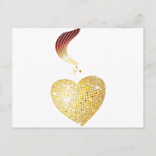 Carte Postale Gold Disco Ball Heart