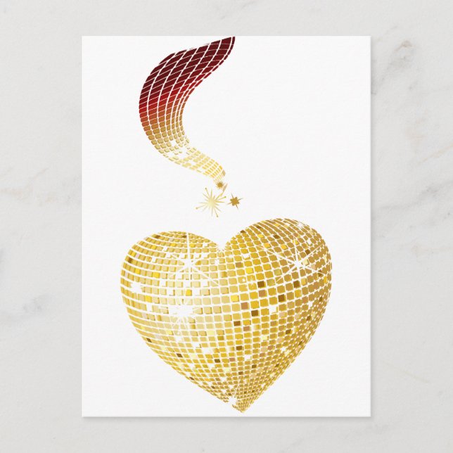Carte Postale Gold Disco Ball Heart (Devant)
