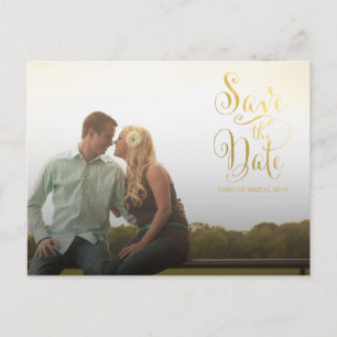 Carte Postale Gold Enregistrer le Faire-part de typographie de d