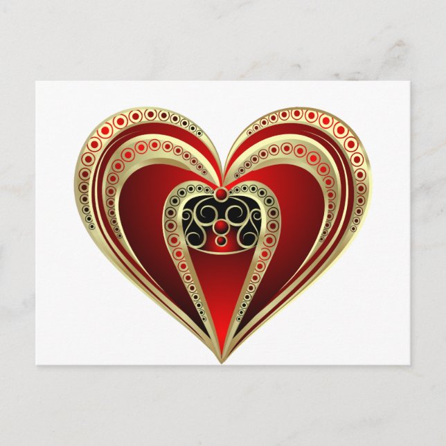 Carte Postale Gold et Red Heart (Devant)