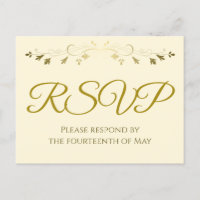 Gold Filigree Bordure élégante Crème Mariage RSVP