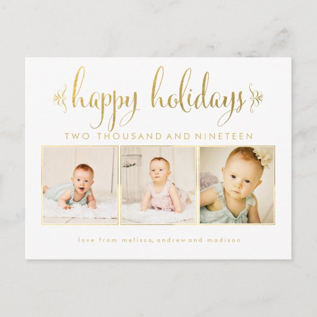 Carte postale Gold Foil Baby 1er cadre photo de No (Devant)