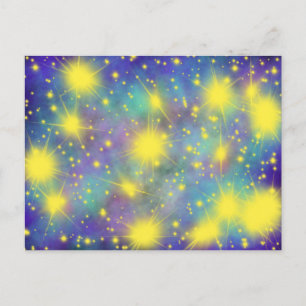 Carte Postale Gold Glory Stars Aqua Blue Modern Christian Art