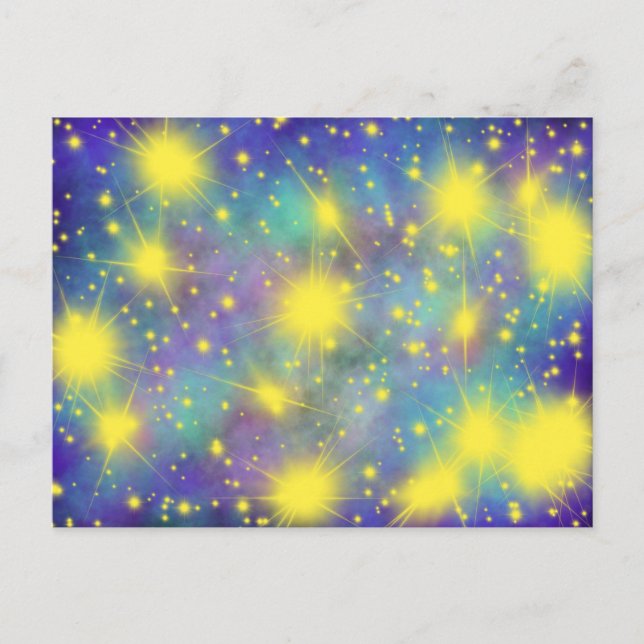 Carte Postale Gold Glory Stars Aqua Blue Modern Christian Art (Devant)