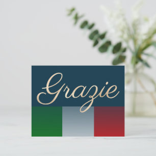 Carte Postale Gold Grazie sur le drapeau italien