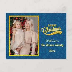 Carte Postale Gold Joyeux Noël & Joyeux Nouvel An & Flocon de ne