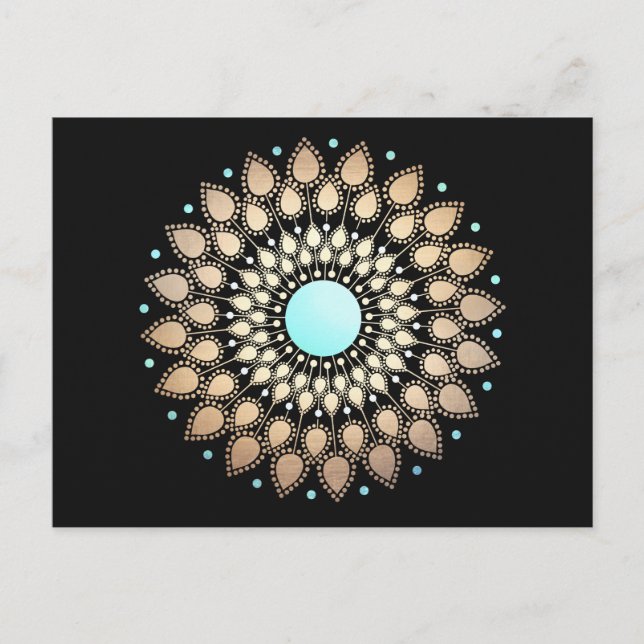 Carte postale Gold Lotus Floral Mandala (Devant)