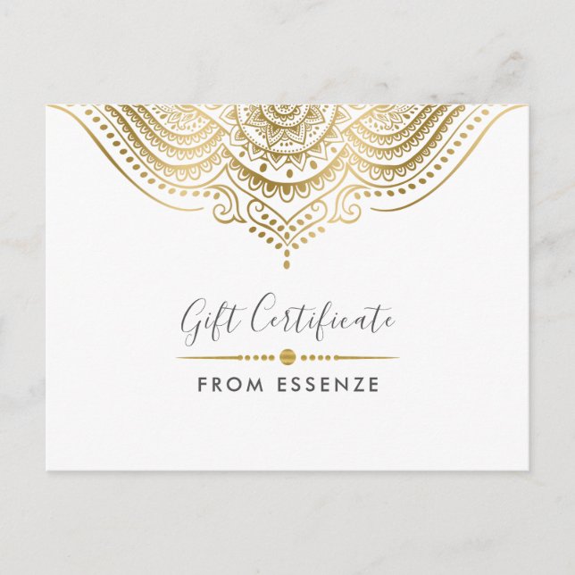 Carte Postale Gold Mandala Conception de certificat cadeau (Devant)