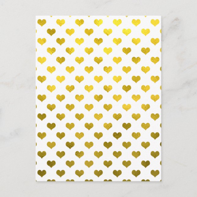 Carte Postale Gold Metallic Faux Foil Hearts Polk Dot Heart (Devant)