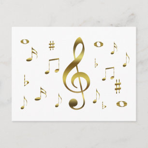 Carte postale Gold Musical Notes