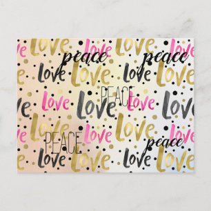 Carte Postale Gold Rose Noir Confetti Aimer Paix